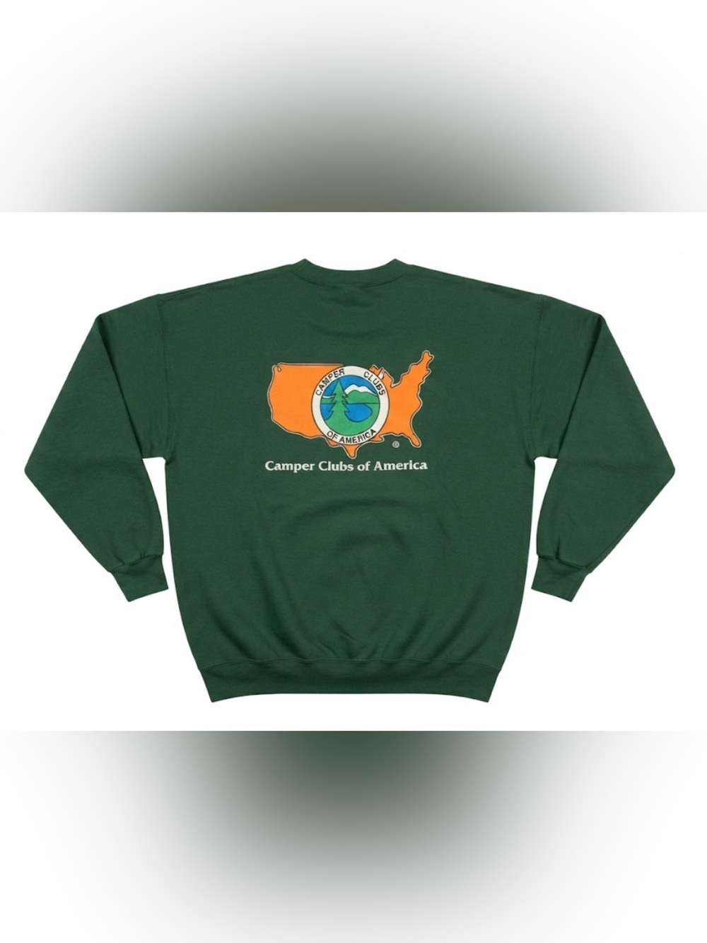 Camper Clubs of America Sweatshirt Green Hanes Ultimate Cotton Vintage USA Map